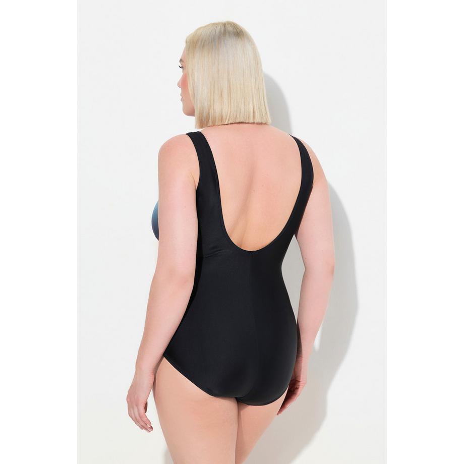 Ulla Popken Maillot de bain drapé dégradé bonnets souples recyclé  