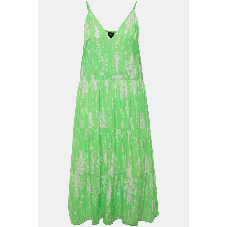 Ulla Popken Robe midi décolleté en V sans manches à coques en triangles  