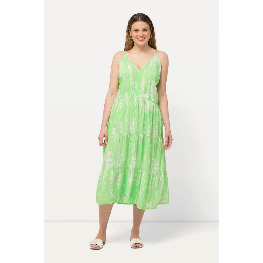 Ulla Popken Robe midi décolleté en V sans manches à coques en triangles  