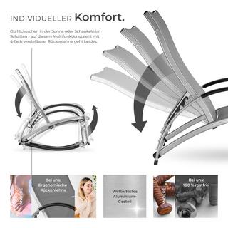 Tectake Chaise longue AVIGNON 2-en-1 fonction comme chaise longue ou fauteuil à bascule  