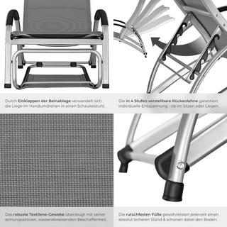 Tectake Chaise longue AVIGNON 2-en-1 fonction comme chaise longue ou fauteuil à bascule  
