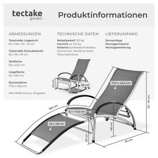 Tectake Chaise longue AVIGNON 2-en-1 fonction comme chaise longue ou fauteuil à bascule  