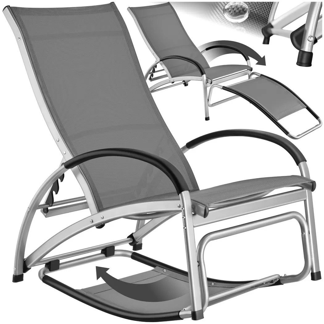 tectake Sun Lounger Avignon - 2 in 1 functions, adjustable backrest in Dark Grey | Size: 1 Seater