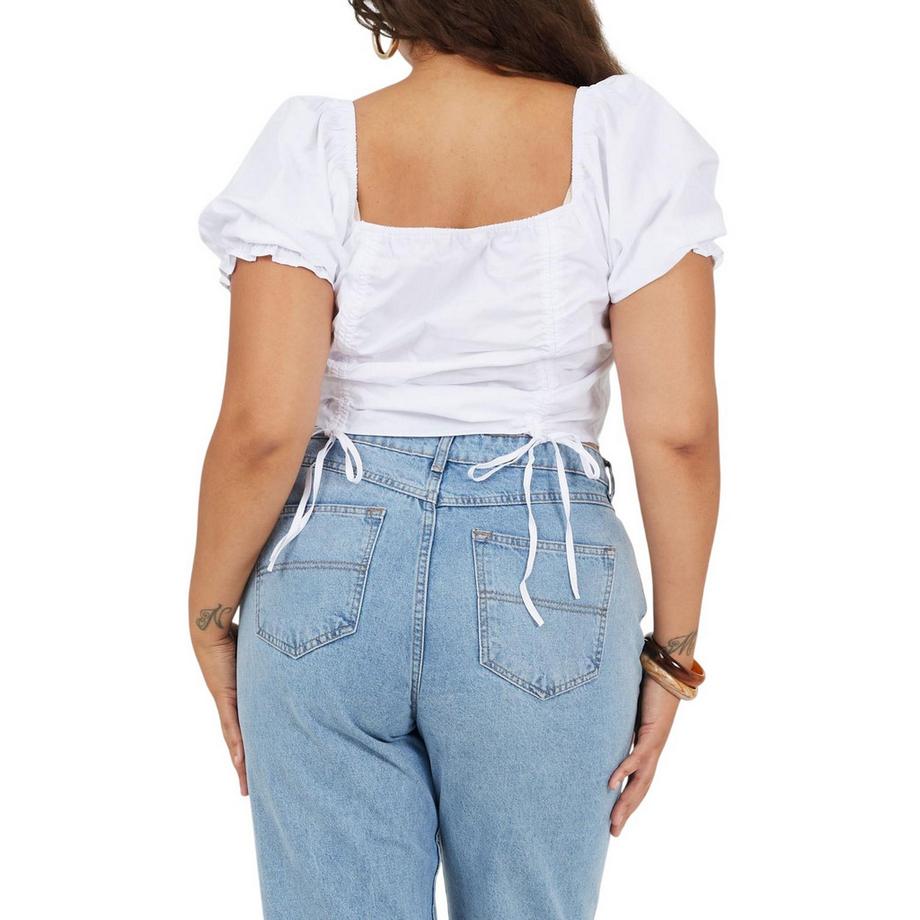 Brave Soul  Top Plus Increspato Manica A Sbuffo 