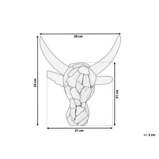 Beliani Wandfigur aus Teakholz Retro BULL HEAD  