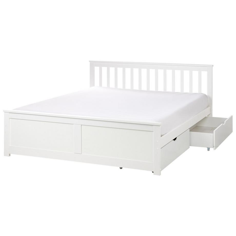 Beliani Bett mit Schubladen aus Kiefernholz  OLENDON  