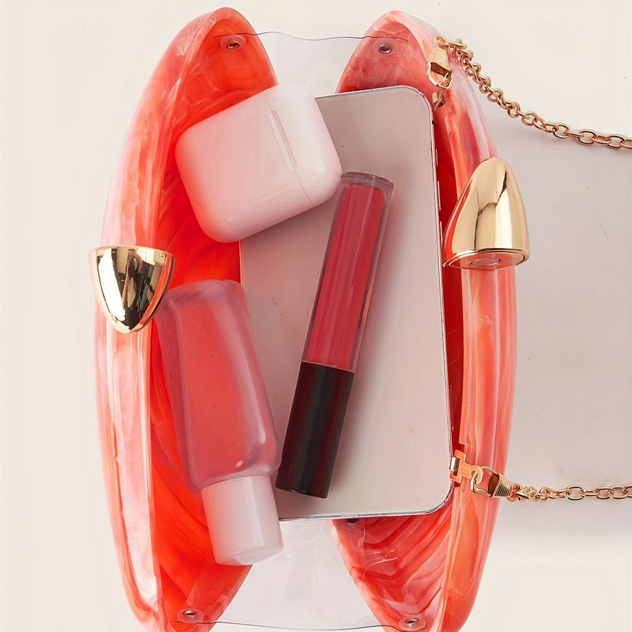 Only-bags.store Pochette élégante à imprimé marbré avec fermeture magnétique et chaîne amovible  