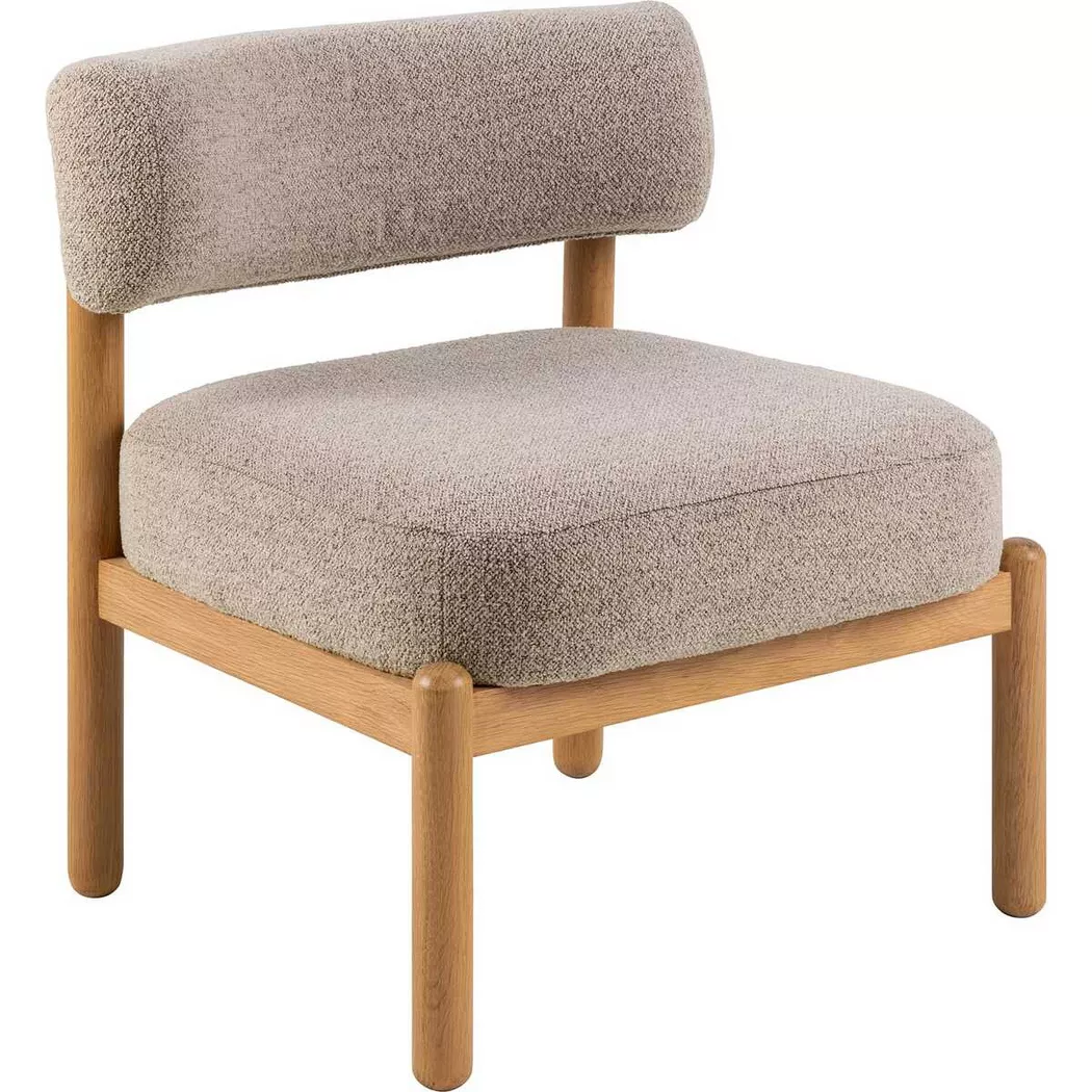 Burley Modern Nordic Lounge Chair - Beige and Oak, Beige