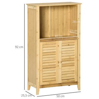 Northio Meuble De Salle De Bain Étagère Sur Pied Avec Étagère Ouverte, En Bambou, Naturel, 50X25,5X92Cm  