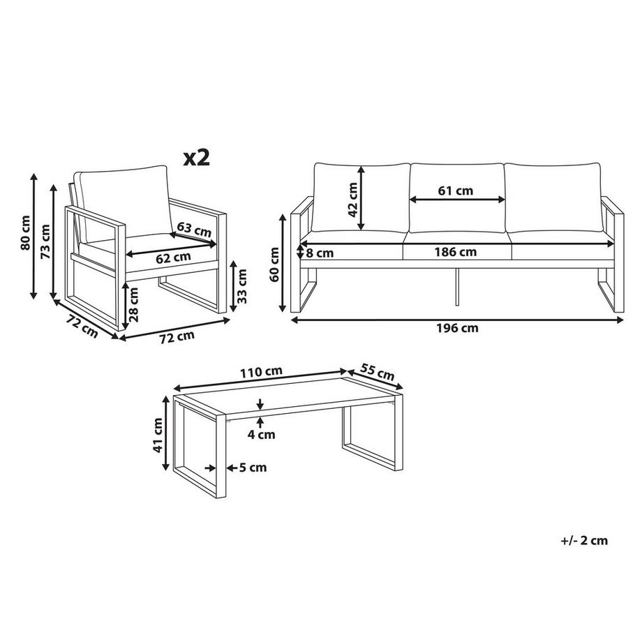 Beliani Ensemble de salon avec table en Aluminium Moderne GELSO  