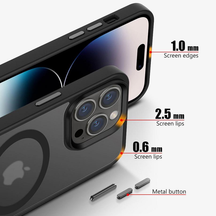 Cadorabo  Coque pour Apple iPhone 14 PRO MAX en NOIR pour MagSafe - Housse de protection hybride avec bord en silicone TPU et dos solide 