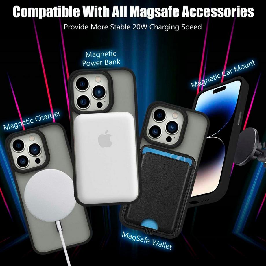 Cadorabo  Coque pour Apple iPhone 14 PRO MAX en NOIR pour MagSafe - Housse de protection hybride avec bord en silicone TPU et dos solide 