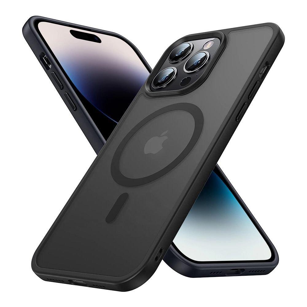 Cadorabo  Hülle für Apple iPhone 14 PRO MAX in SCHWARZ für MagSafe - Hybrid Schutzhülle mit TPU Silikon-Rand und stabiler Rückseite 