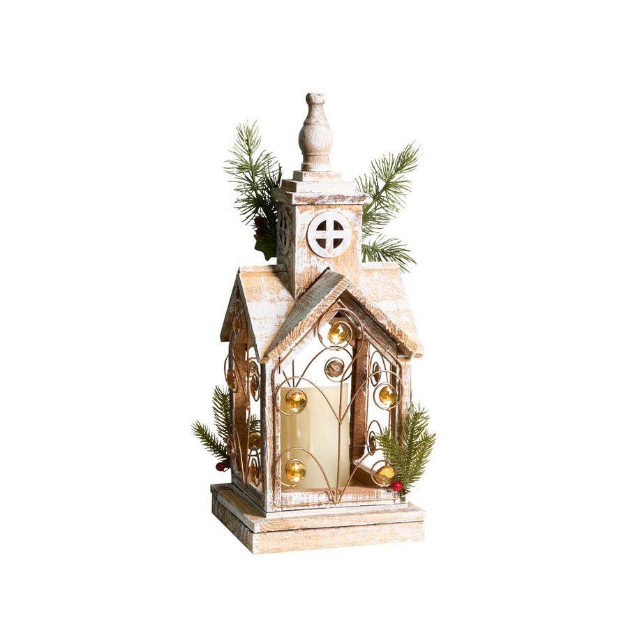 Beliani Lanterna a LED en Legno di abete Classico SYVANSI  