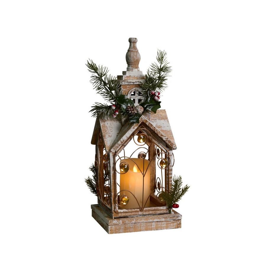 Beliani Lanterna a LED en Legno di abete Classico SYVANSI  