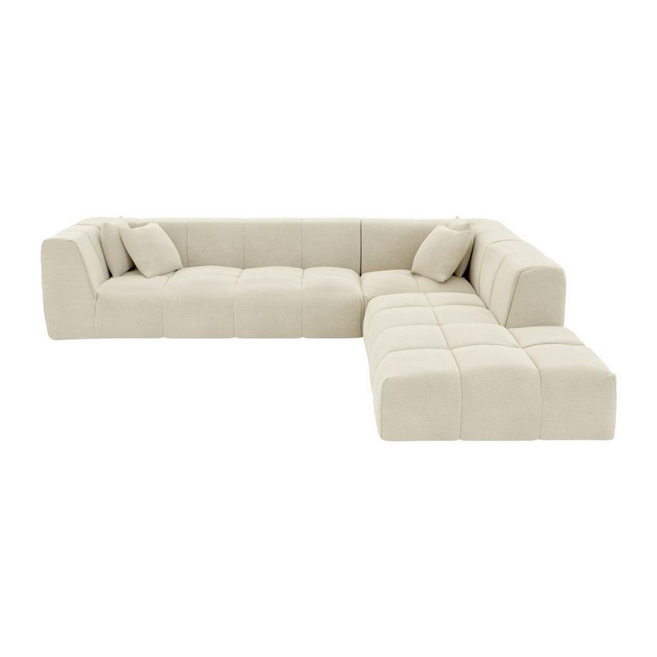 Maison Céphy Grande divano Angolo a destra in Velluto a coste Beige - NAEMIA di Maison Céphy  