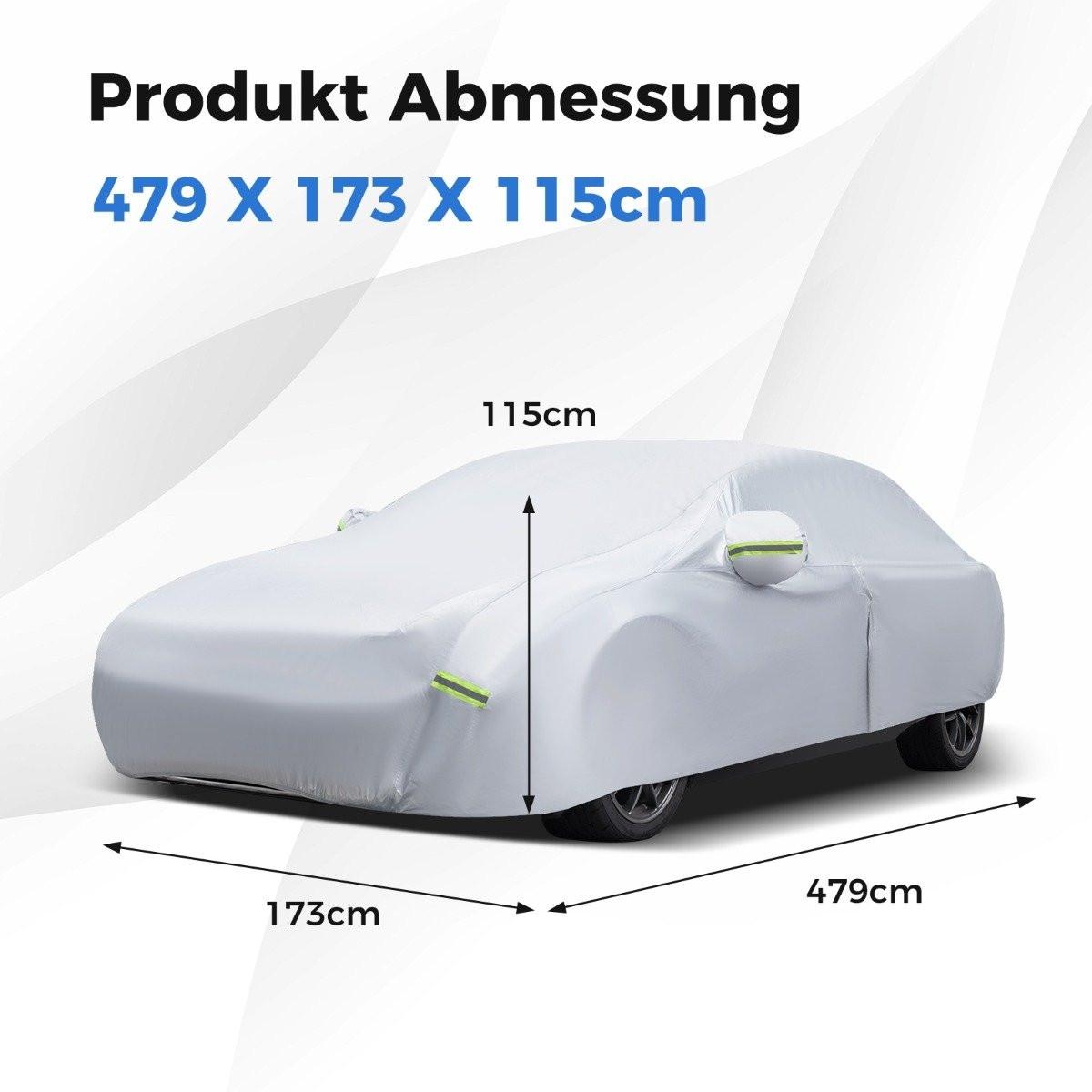 Northix Auto Abdeckplane mit Reißverschluss & Tasche Wetterfeste Autoabdeckung 479 x 173 x 115 cm Silber  