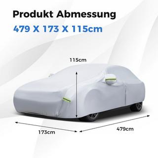 Northix Auto Abdeckplane mit Reißverschluss & Tasche Wetterfeste Autoabdeckung 479 x 173 x 115 cm Silber  