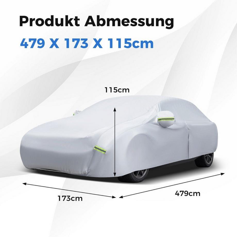 Northix Auto Abdeckplane mit Reißverschluss & Tasche Wetterfeste Autoabdeckung 479 x 173 x 115 cm Silber  