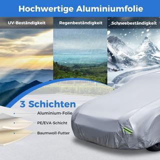 Northix Auto Abdeckplane mit Reißverschluss & Tasche Wetterfeste Autoabdeckung 479 x 173 x 115 cm Silber  