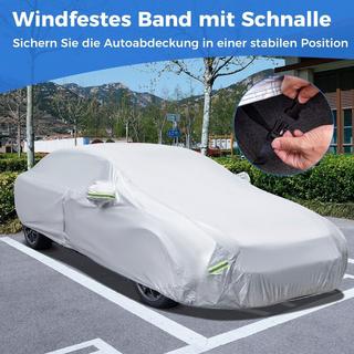 Northix Auto Abdeckplane mit Reißverschluss & Tasche Wetterfeste Autoabdeckung 479 x 173 x 115 cm Silber  
