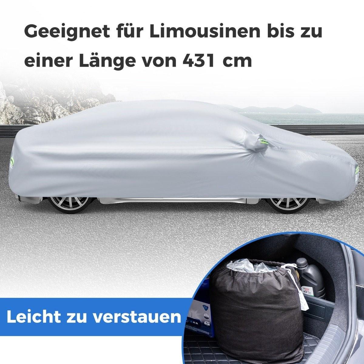 Northix Auto Abdeckplane mit Reißverschluss & Tasche Wetterfeste Autoabdeckung 479 x 173 x 115 cm Silber  