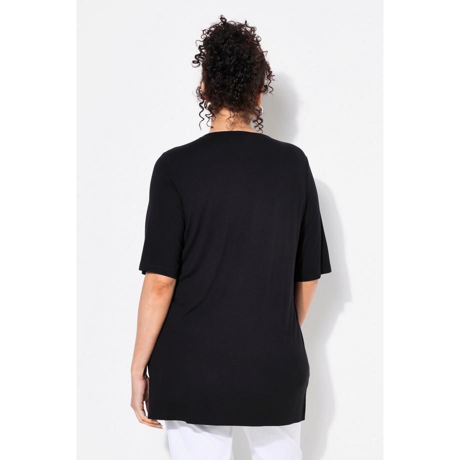 Ulla Popken T-shirt Pierres Décoratives Coupe Évasée Encolure V Manches Courtes  