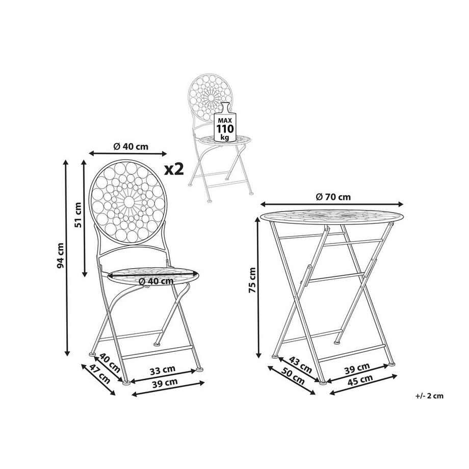 Beliani Ensemble pour bistro en Métal Rétro SCARIO  