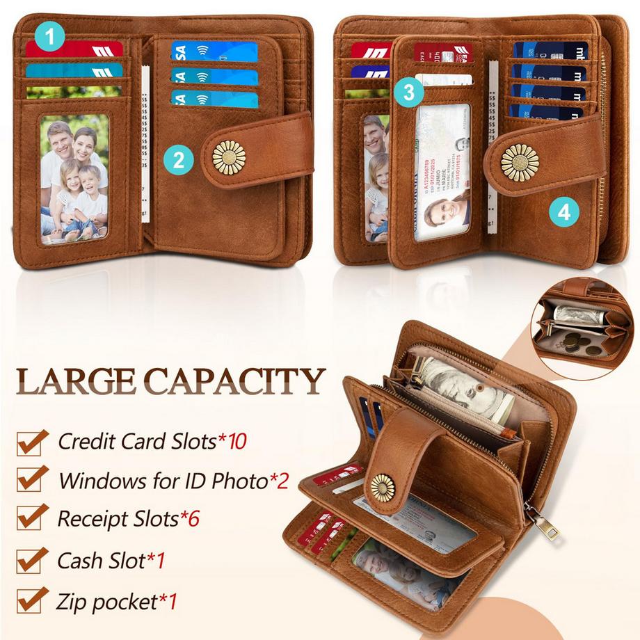 Only-bags.store Portafoglio Vintage Grande Capacità in Pelle PU  