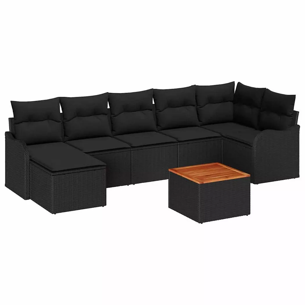 vidaXL Gartensofa-set 8 stk. Schwarz Poly-Rattan
