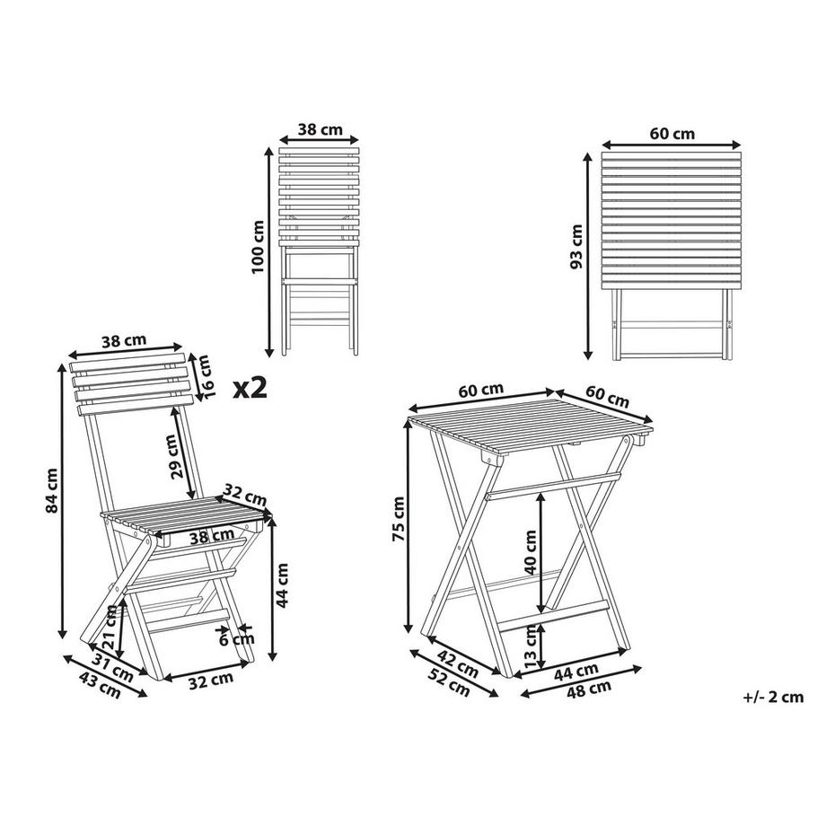Beliani Set bistrot en Legno d'acacia certificato FSC® Rustico SOLAROLO  