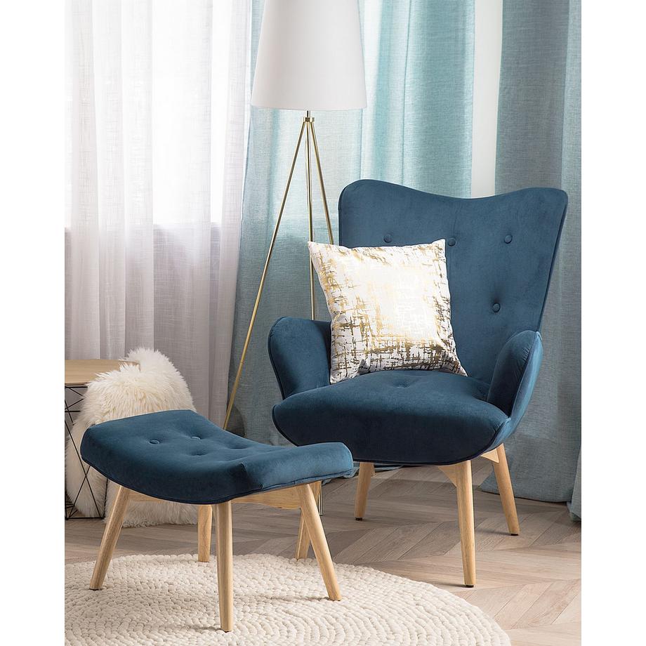 Beliani Fauteuil à oreilles en Velours Rétro VEJLE  