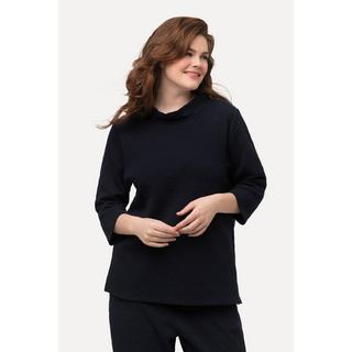 Ulla Popken  Sweatshirt, Struktur, Stehkragen, 3/4-Arm, Biobaumwolle 