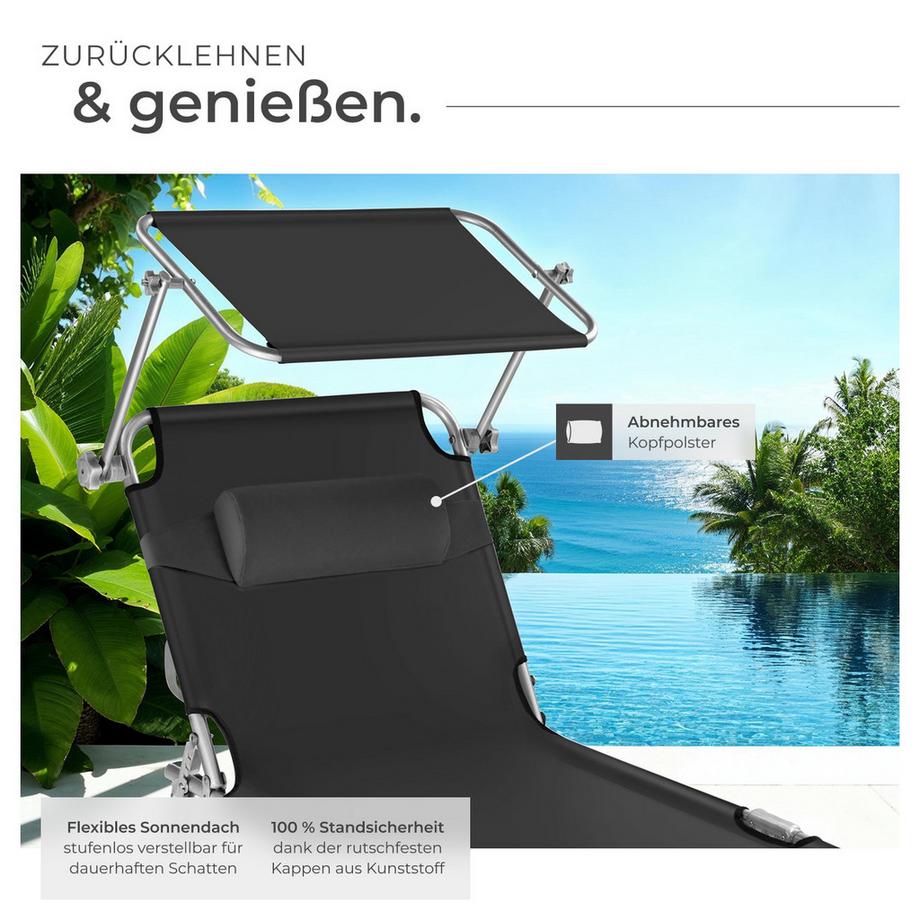 Tectake Lot de 2 transats de jardin en acier CHLOÉ pliable  