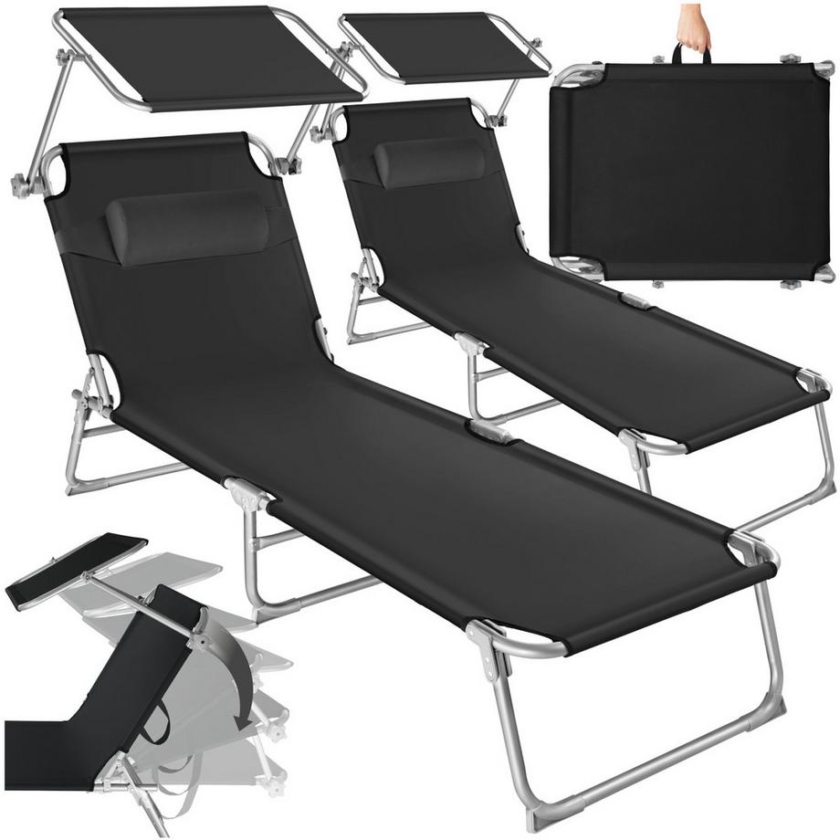Tectake Lot de 2 transats de jardin en acier CHLOÉ pliable  