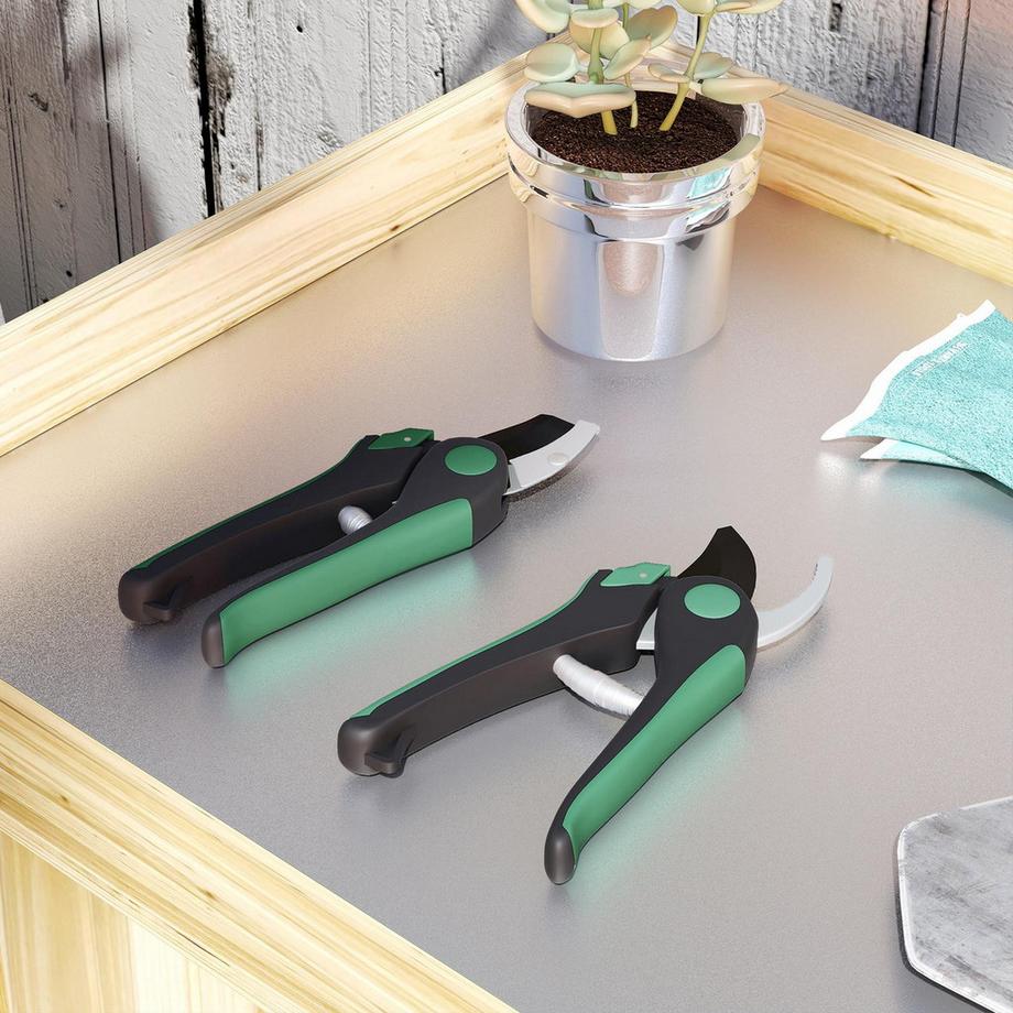 Northio  Gartenwerkzeug Set 2 Stück Garten Werkzeug aus Metall Gartengeräte mit Gartenschere Grün+Schwarz 