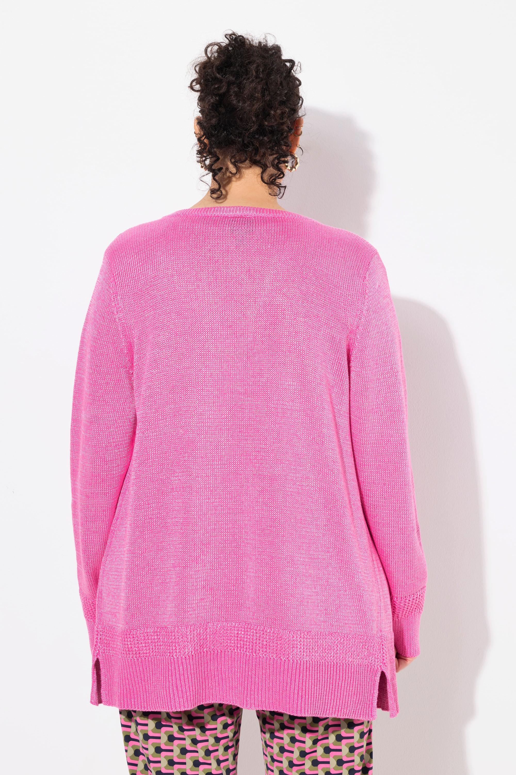 Ulla Popken Cardigan Scollo a V Aperto Maniche Lunghe  