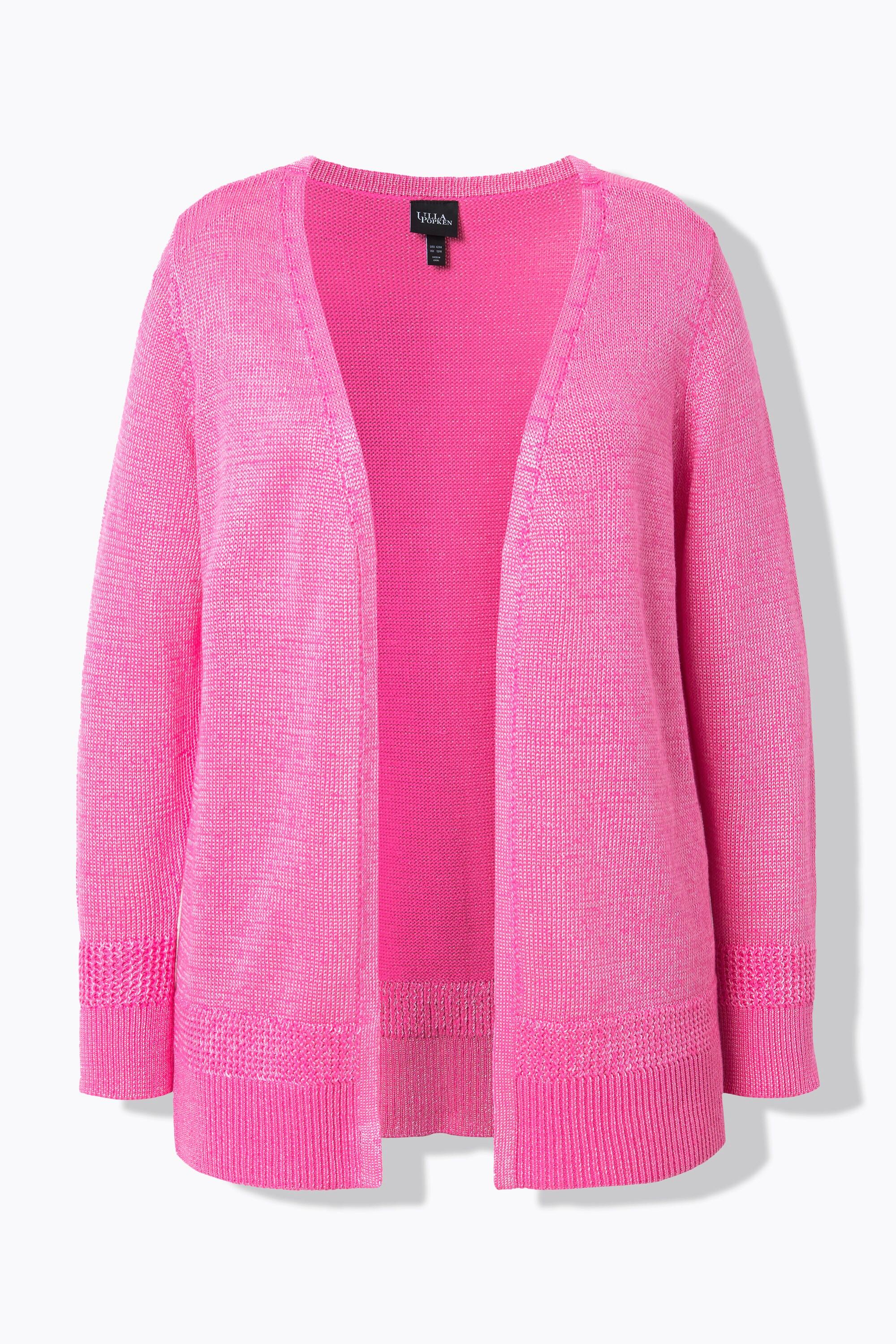 Ulla Popken Cardigan Scollo a V Aperto Maniche Lunghe  