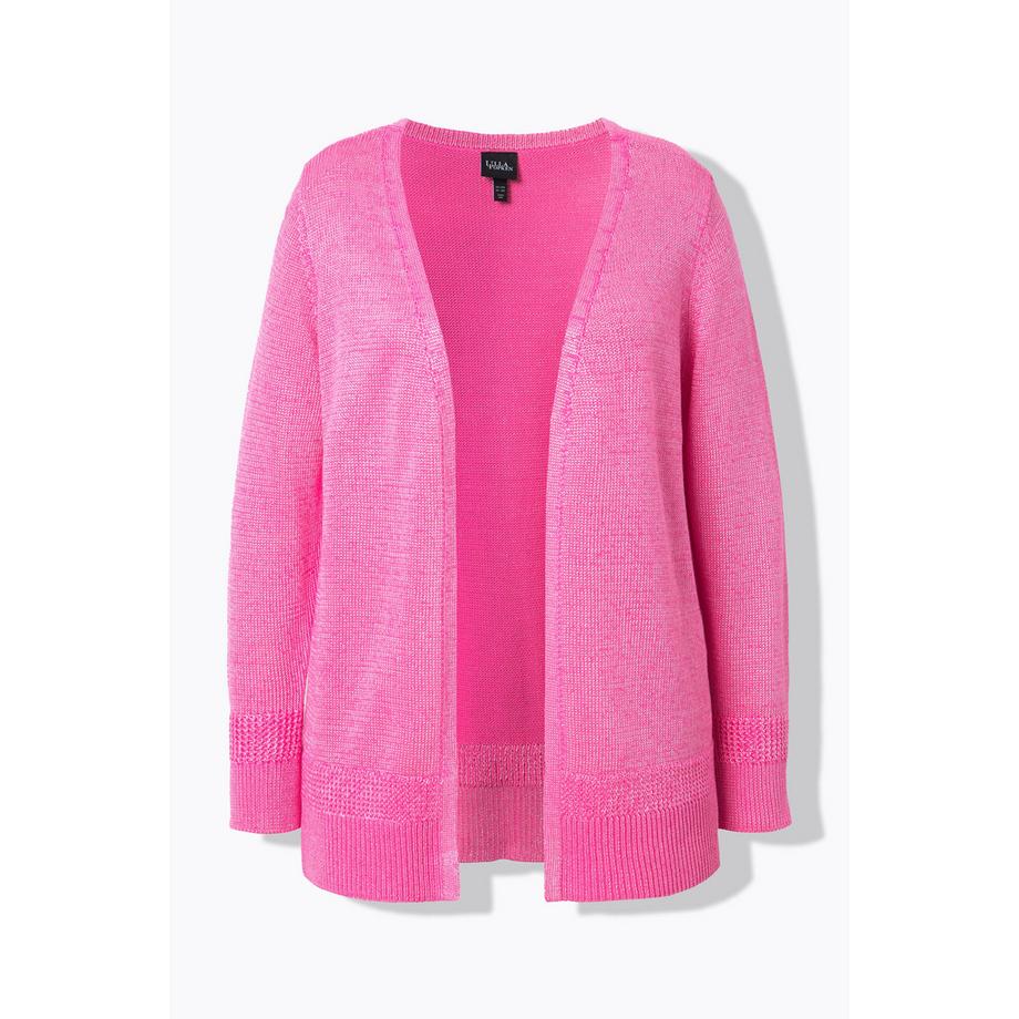 Ulla Popken V-Ausschnitt Offene Form Langarm Strickjacke  