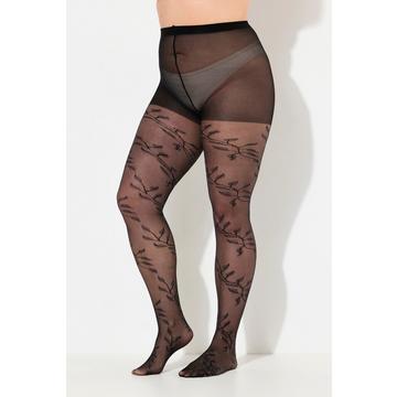 Collants avec feuilles brodées