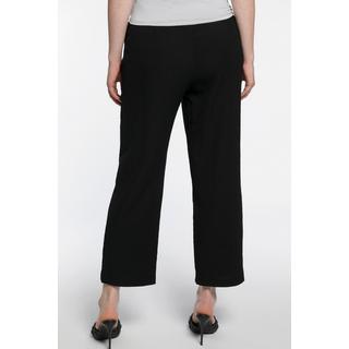 Ulla Popken  Pantaloni a 7/8 con taglio della gamba dritto e ampio, texture e cintura comoda 