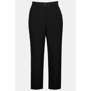 Ulla Popken  Pantaloni a 7/8 con taglio della gamba dritto e ampio, texture e cintura comoda 