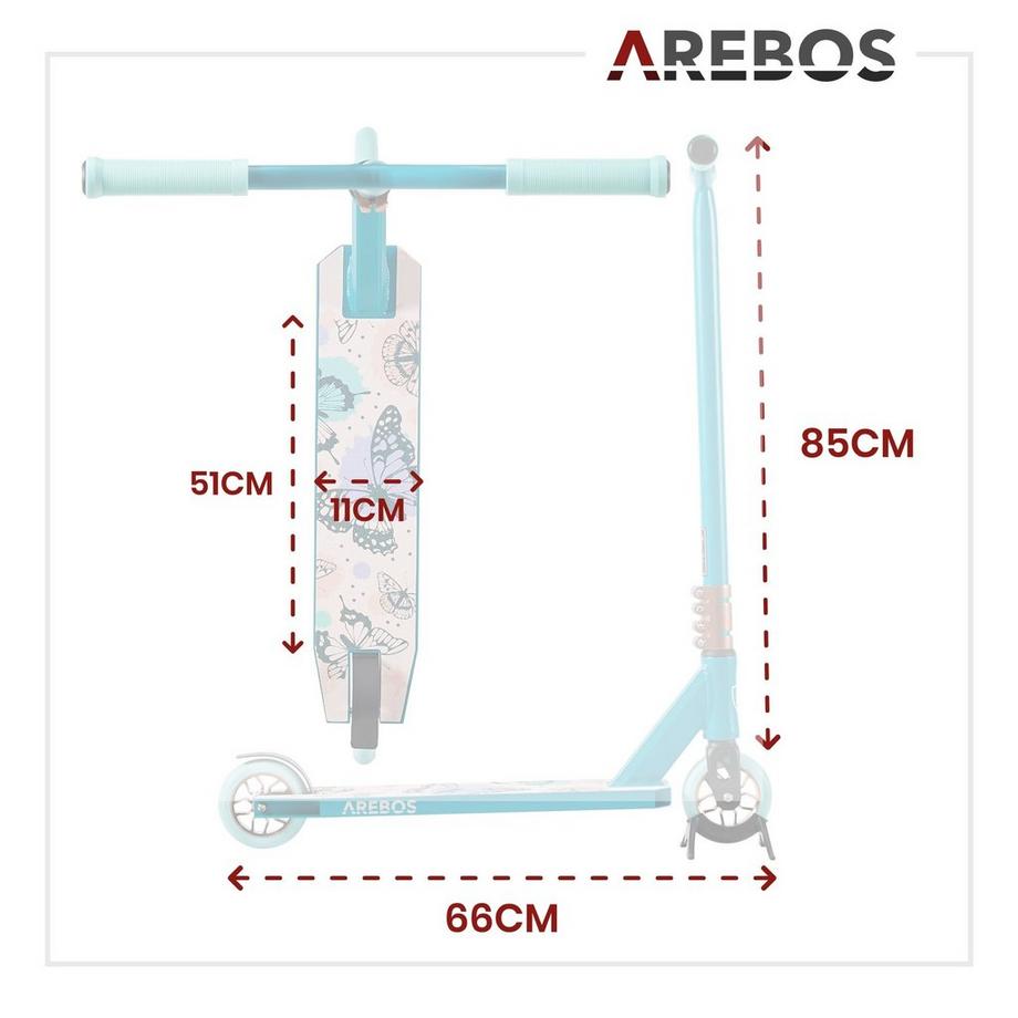 Arebos  Stunt Scooter Tretroller Kickroller Cityroller | bis 100kg | ABEC-9 