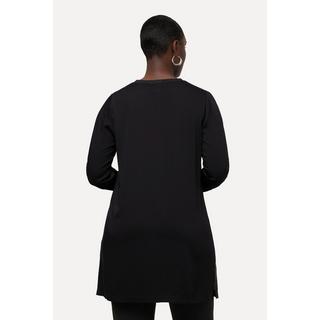 Ulla Popken Longtunika Glitzerstreifen V-Ausschnitt Langarm  