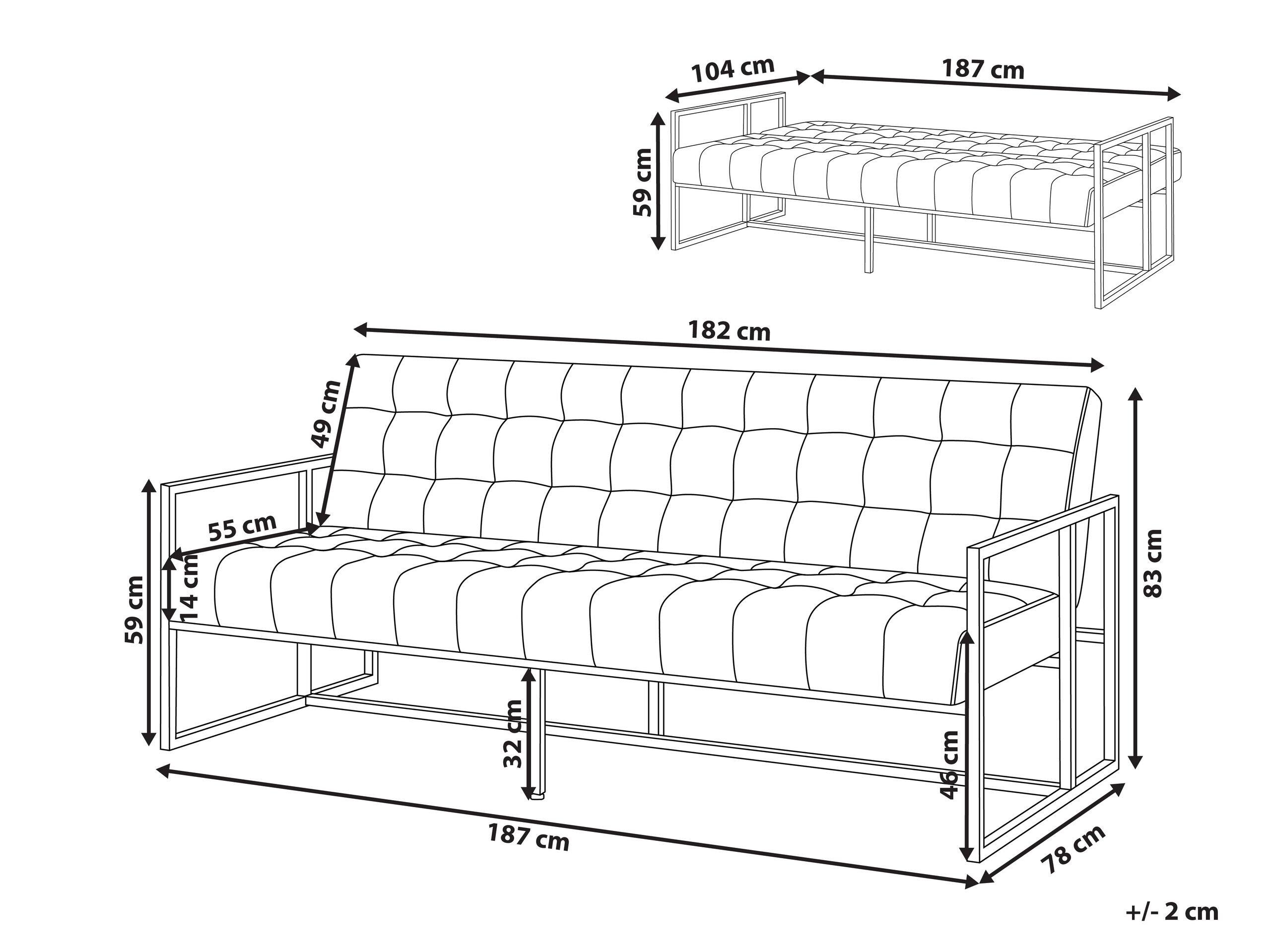 Beliani Canapé 3 places en Velours Glamour MARSTAL  