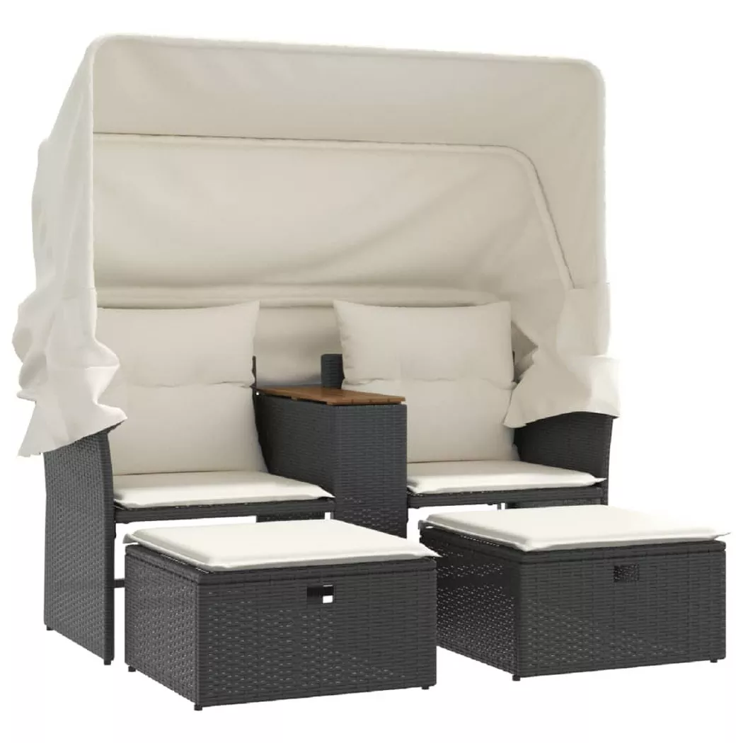 VidaXL - Gartensofa poly-rattan, One Size, Schwarz