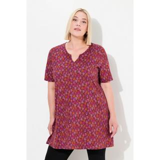 Ulla Popken  Longshirt, Dreiecksmuster, Tunika-Ausschnitt, Halbarm 