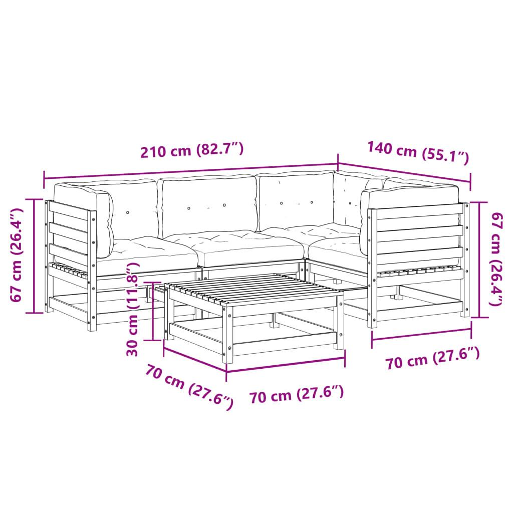 VidaXL set divano da giardino Legno di pino impregnato  