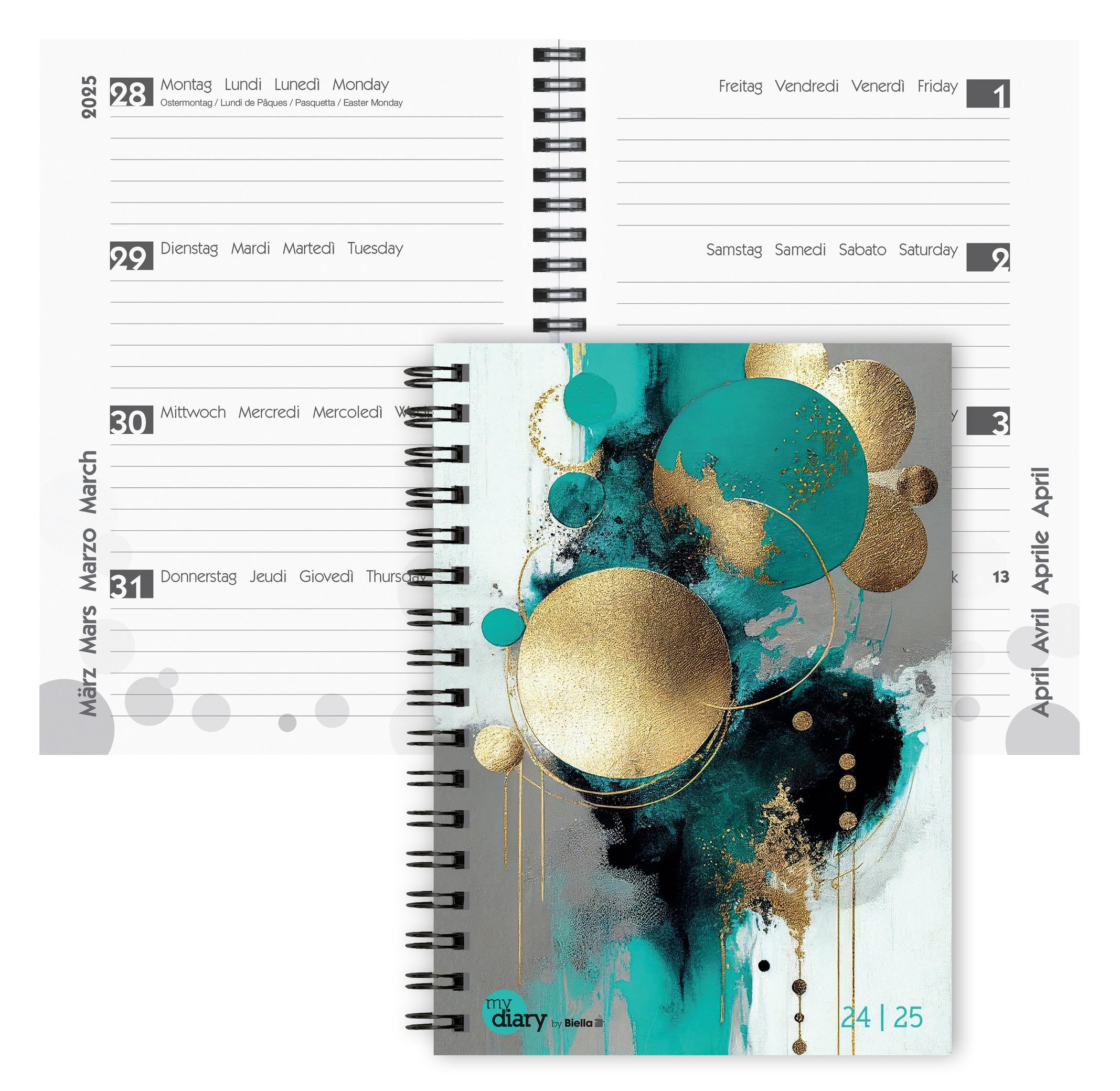 Biella Agenda scolaire mydiary A5 Wire-O 3½ jours par page, Style - Multicolores  