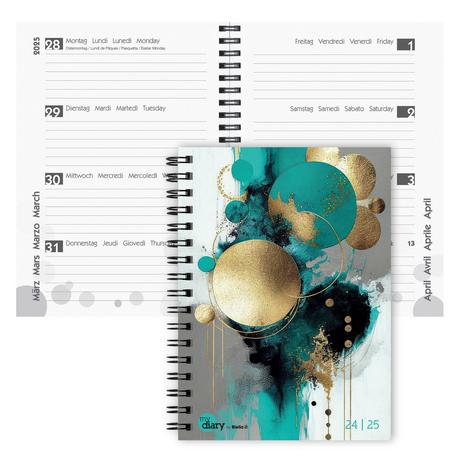 Biella Agenda scolaire mydiary A5 Wire-O 3½ jours par page, Style - Multicolores  